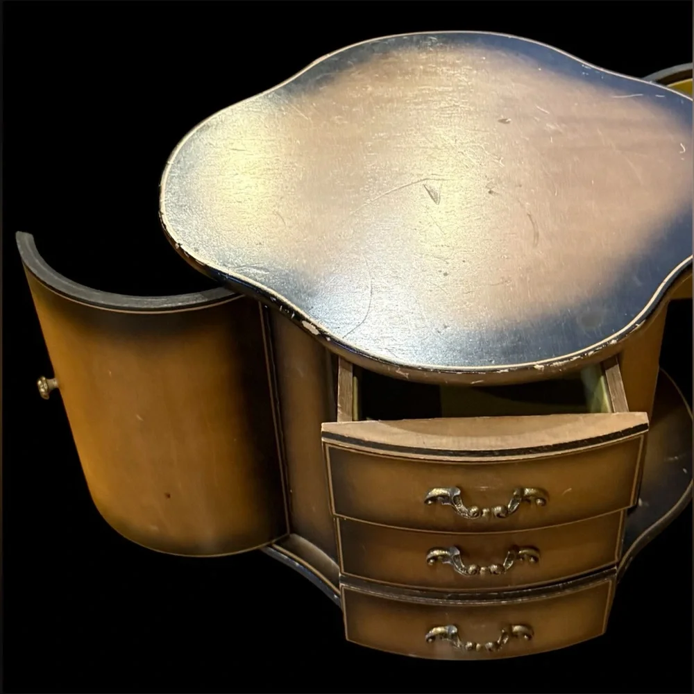 Vintage London Leather Revolving Wooden Jewelry Box